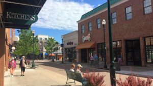 Store Fronts and People Walking at the Branson Landing - Branson, Missouri, USA